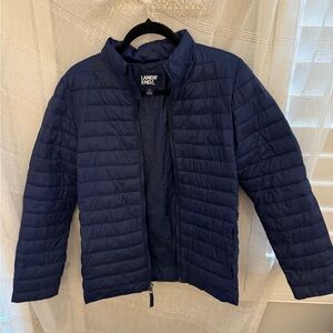Lands' End Blue Quilted Puffer Jacket Lightweight Design